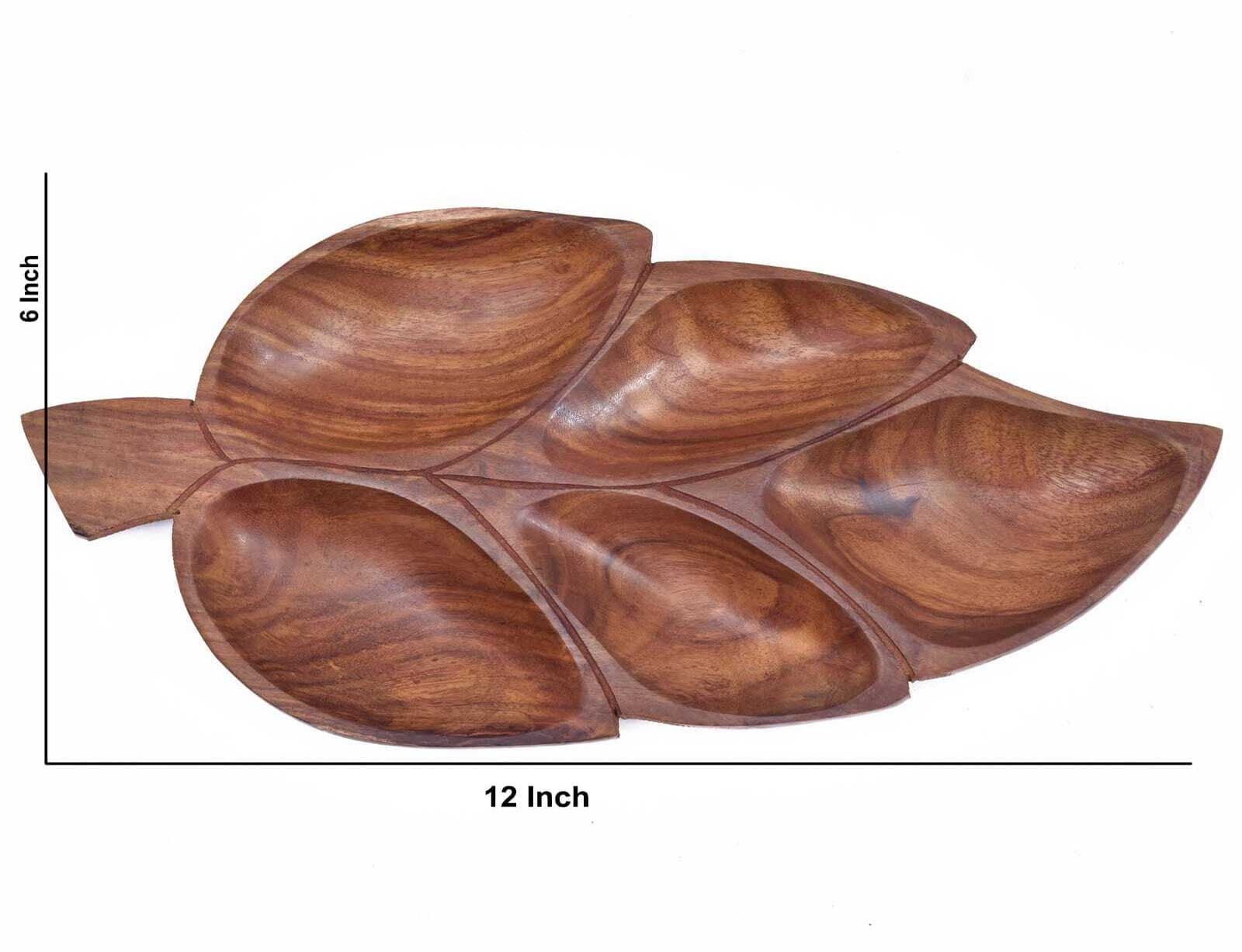 3-Section Handle Wooden Dry Fruit Tray gallery image 6