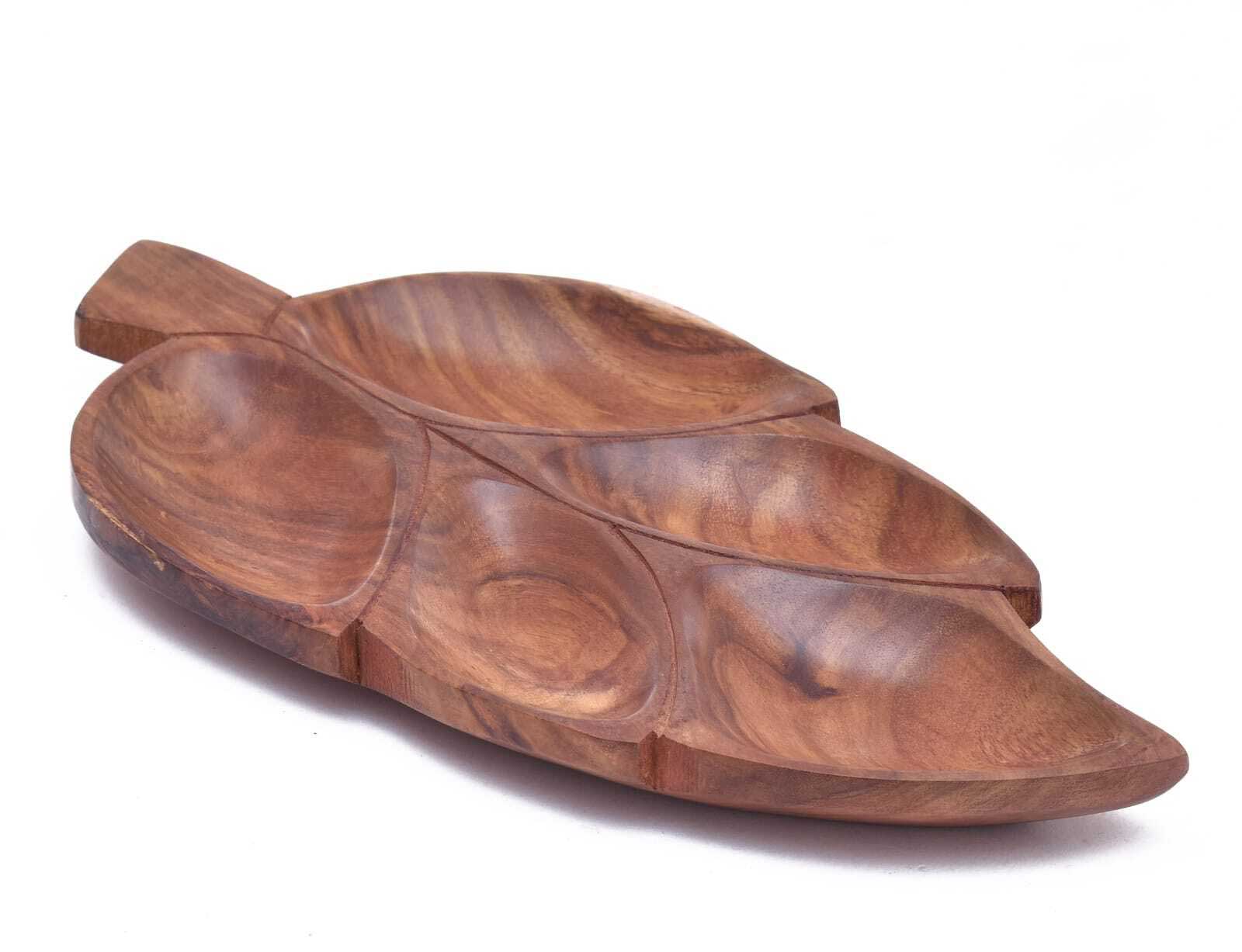 3-Section Handle Wooden Dry Fruit Tray gallery image 7