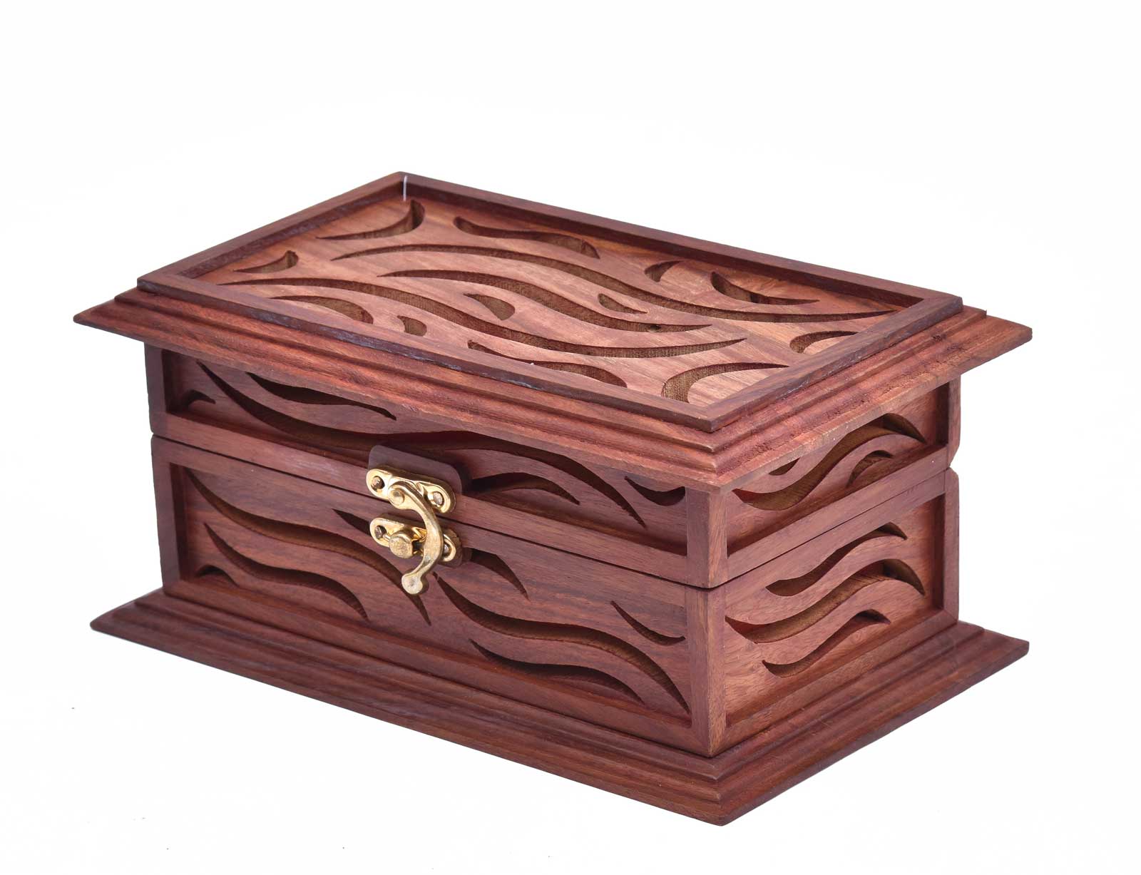 Floral Carved Wooden Jewelry Box