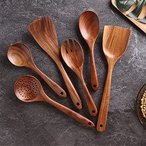 Handcrafted Wooden Kitchen Utensil Set with Holder (5-Piece) gallery image 8