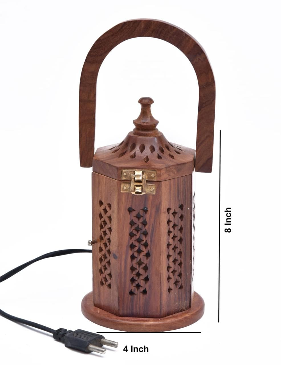 Hexagonal Carved Wooden Lantern Lamp gallery image 2