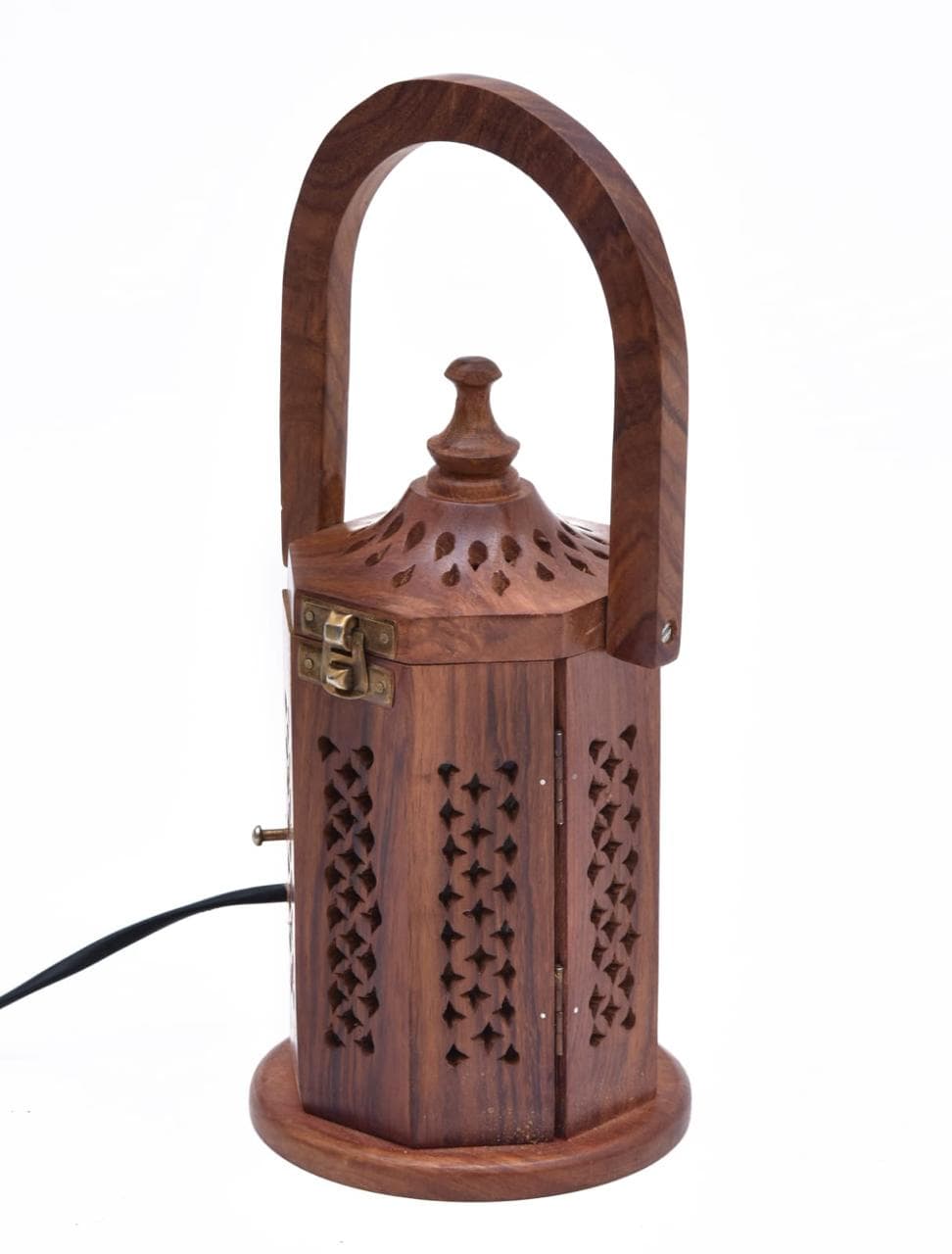 Hexagonal Carved Wooden Lantern Lamp gallery image 4