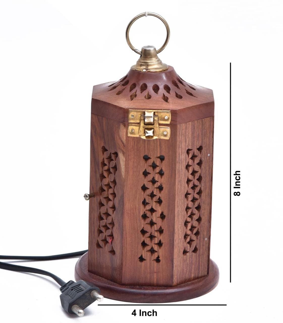 Hexagonal Carved Wooden Lantern Lamp gallery image 6
