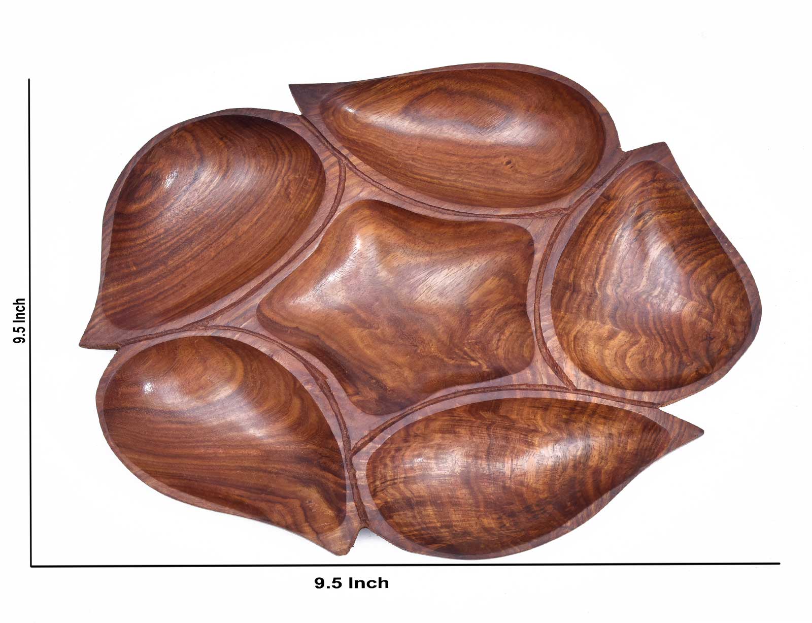 Lotus Petal Wooden Snack & Dry Fruit Tray (9.5")