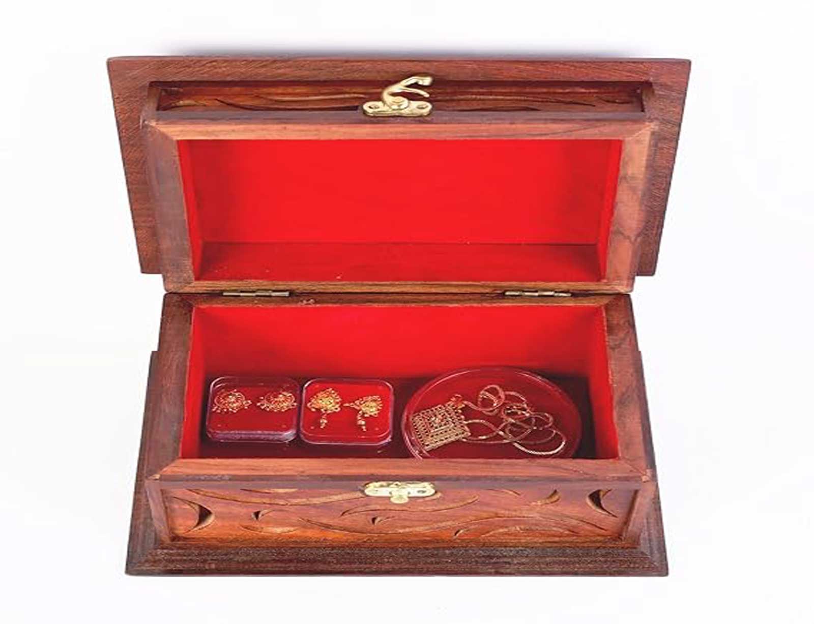 Wave-Carved Wooden Jewelry Box gallery image 2