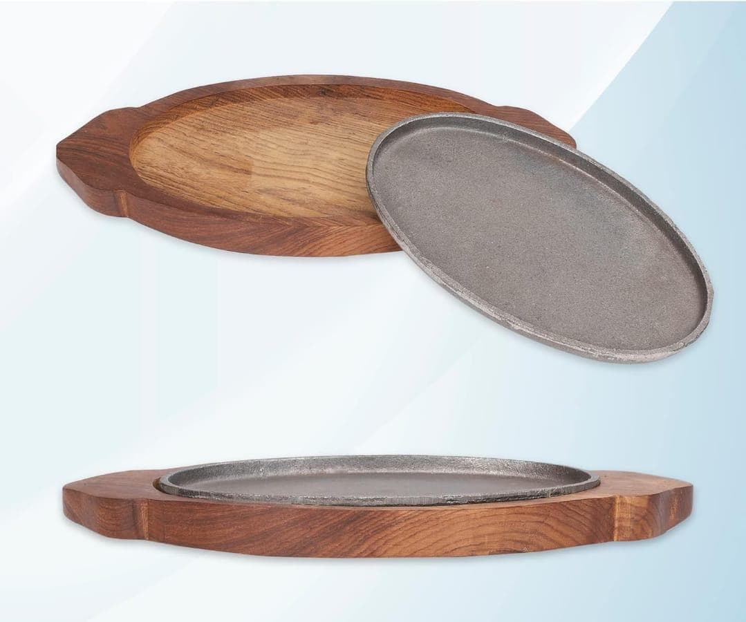 Wooden Sizzler Serving Plate with Base (Set of 4) gallery image 2